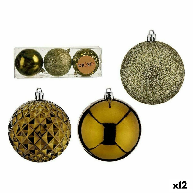 Lot de boules de Noël Vert PVC Ø 8 cm (12 Unités)