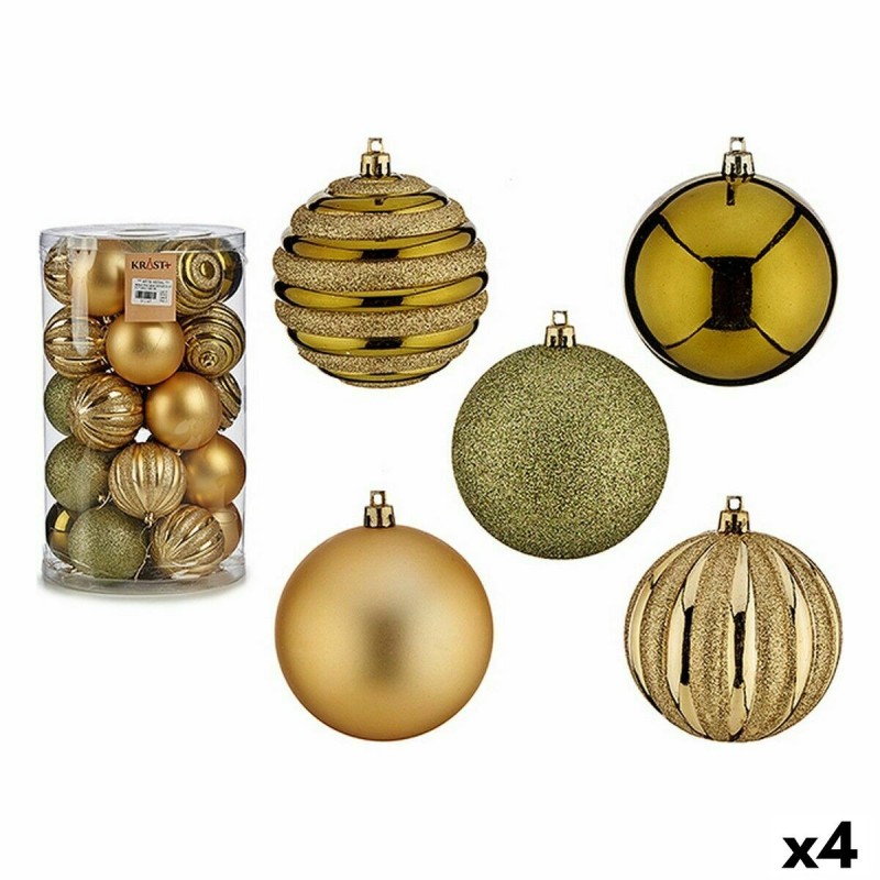 Lot de boules de Noël Vert Doré PVC 8 x 9 x 8 cm (4 Unités)