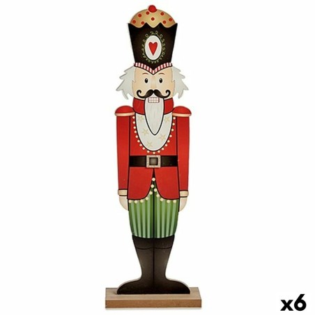 Figurine Décorative Casse-Noisette Blanc Noir Rouge Vert Bois 10 x 60 x 19 cm (6 Unités)