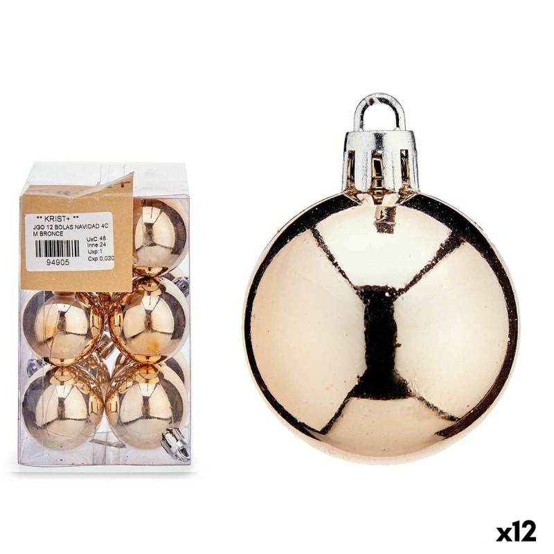 Lot de boules de Noël Bronze PVC Ø 4 cm (12 Unités)