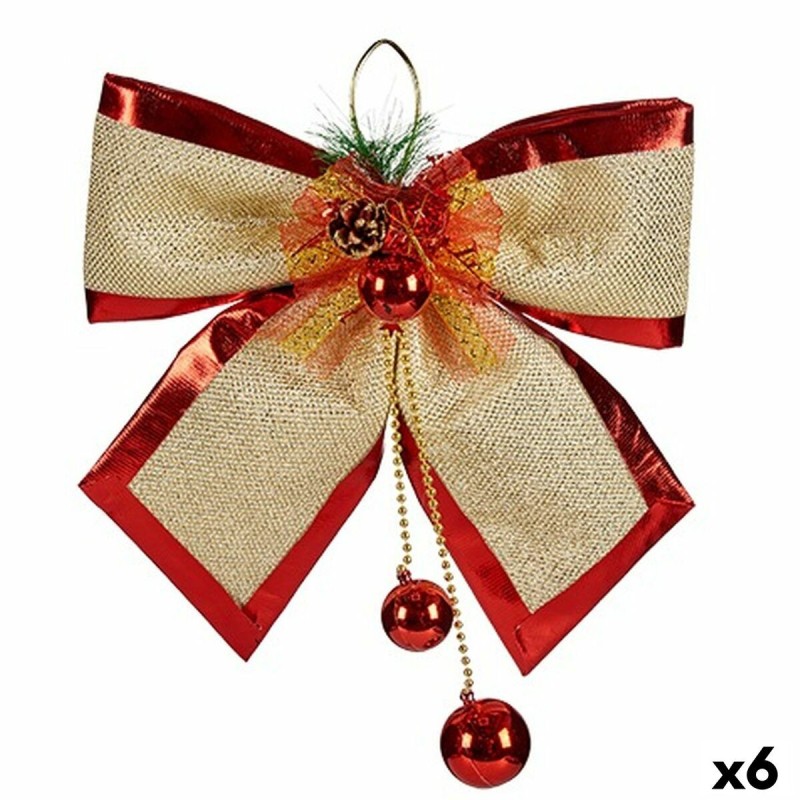 Lien Décorations de Noël Rouge Doré Plastique 33 x 9 x 33 cm (6 Unités)