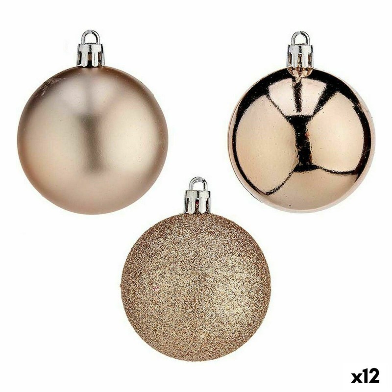 Lot de boules de Noël champagne Plastique Ø 6 cm (12 Unités)