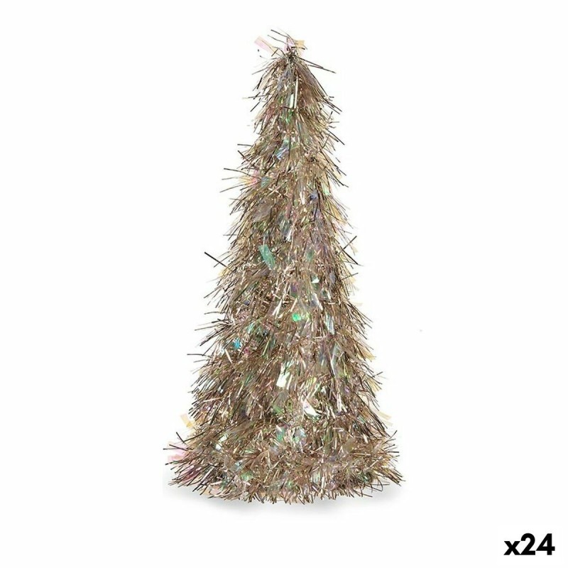 Figurine Décorative Sapin de Noël guirlande Bronze polypropylène PET 24 x 46 x 24 cm (24 Unités)