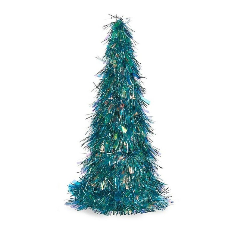 Figurine Décorative Sapin de Noël guirlande Bleu polypropylène PET 24 x 46 x 24 cm (24 Unités)