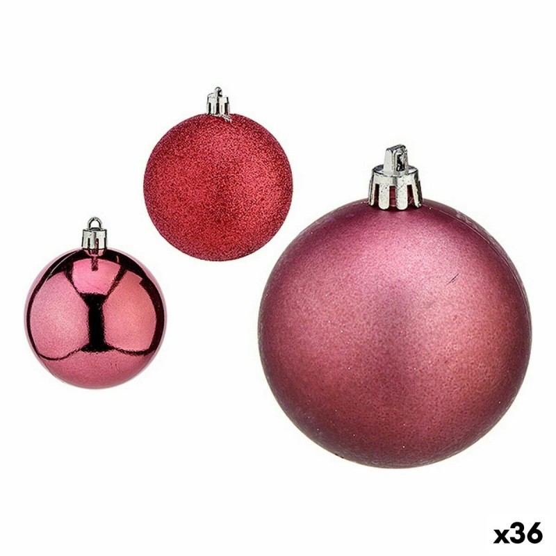 Lot de boules de Noël Rose Plastique Ø 7 cm (36 Unités)