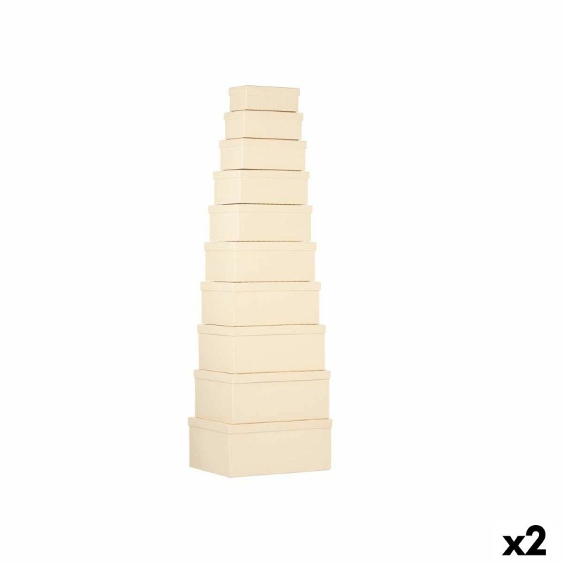 Jeu de Caisses de Rangement Empilables Pincello 125 Naturel Carton (2 Unités)