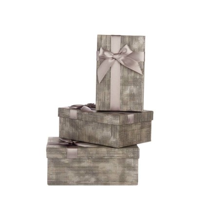 Set de boîtes décoratives Pincello 137 Anthracite Carton Rayures Lien 3 Pièces