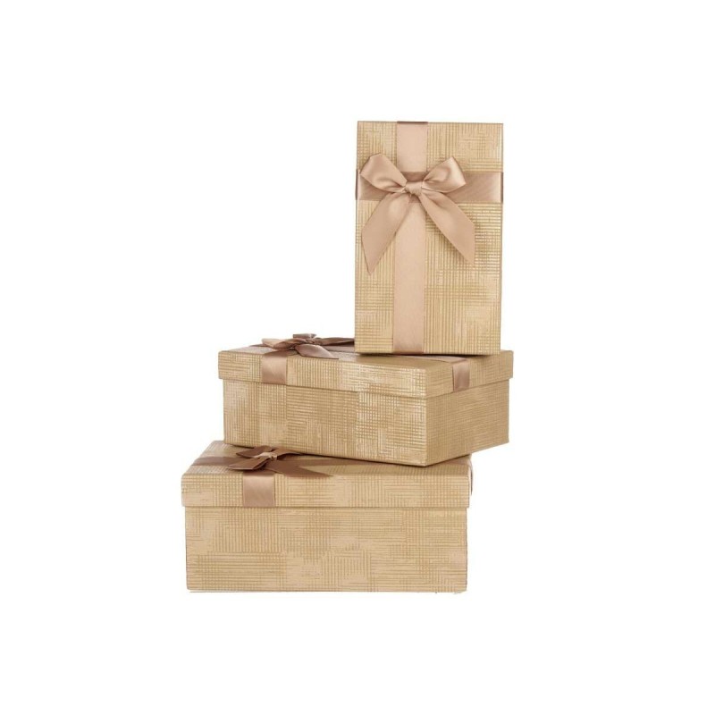 Set de boîtes décoratives Pincello 139 Beige Carton Rayures Lien 3 Pièces