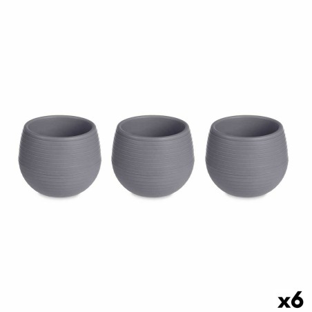 Set de pots Ibergarden ES0301102S3 Anthracite Plastique 12 x 12 x 11 cm (6 Unités)