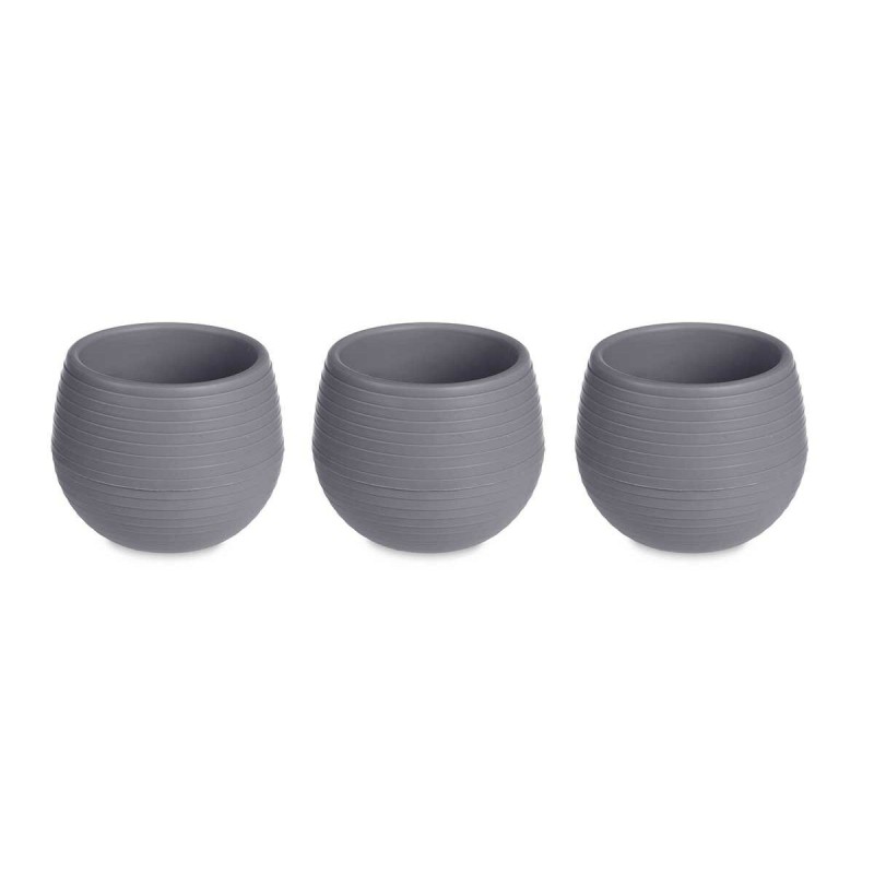 Set de pots Ibergarden ES0301102S3 Anthracite Plastique 12 x 12 x 11 cm (6 Unités)