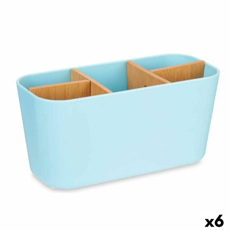 Support pour brosses à dents Berilo B9045-BLUE Bleu Bambou polypropylène 21 x 10 x 9 cm (6 Unités)