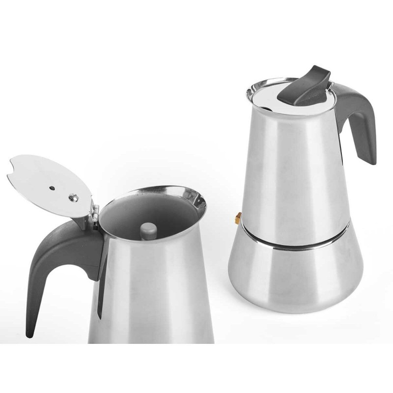 Cafetière Italienne Kinvara S12AA-4T Noir Argenté Acier 4 Tasses