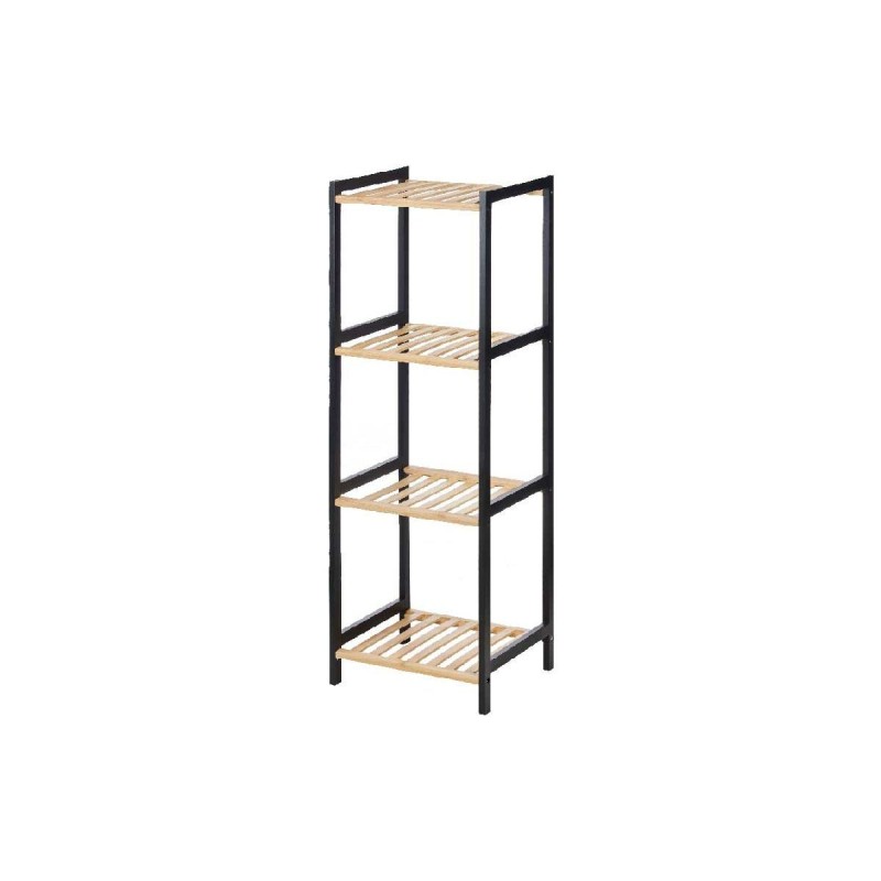 Etagère de salle de bains Berilo WR5503-4-459 Noir Naturel 35 x 30 x 100 cm