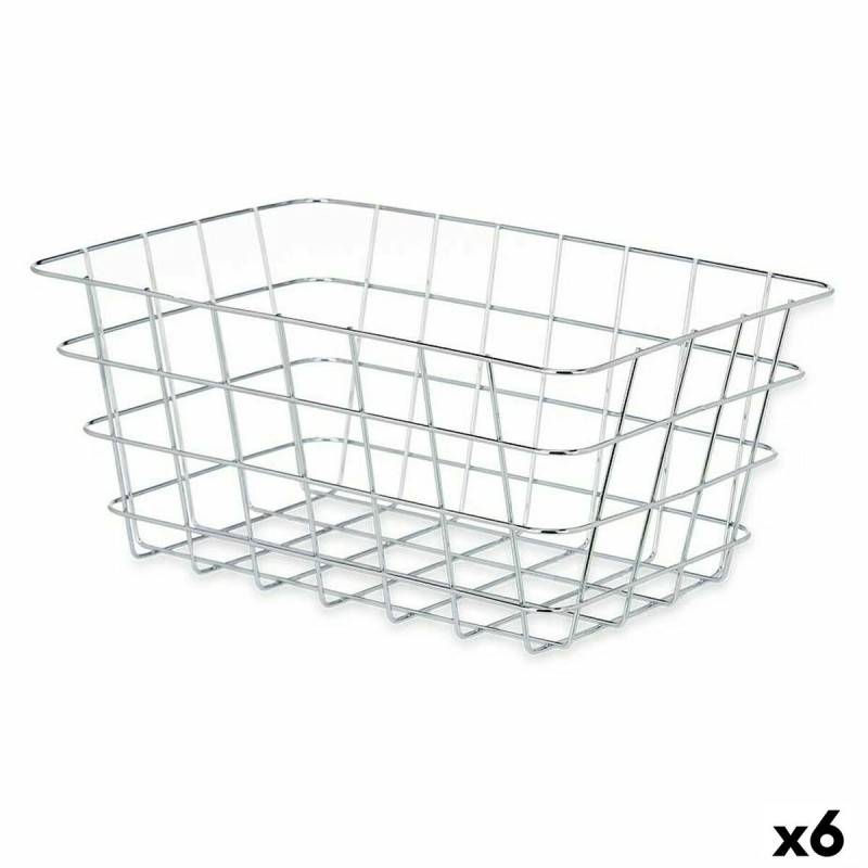 Panier Multi-usages Kinvara W5759K-M CHROME Argenté Métal 31 x 14 x 21 cm Rectangulaire (6 Unités)