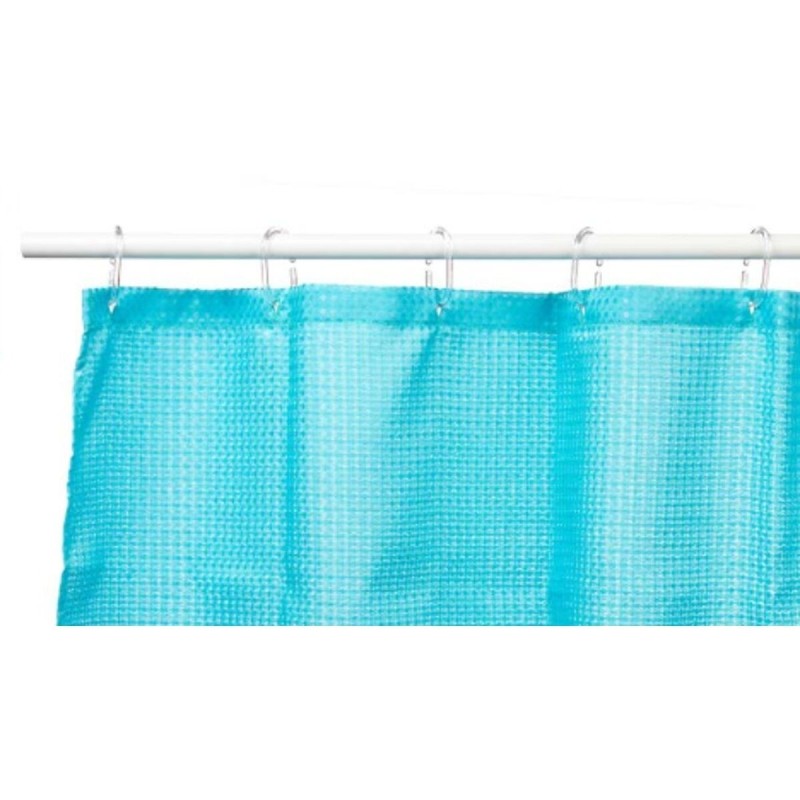 Rideau de Douche Berilo SC-POLY-UD1-BLUE Bleu Polyester 180 x 180 cm Points (12 Unités)