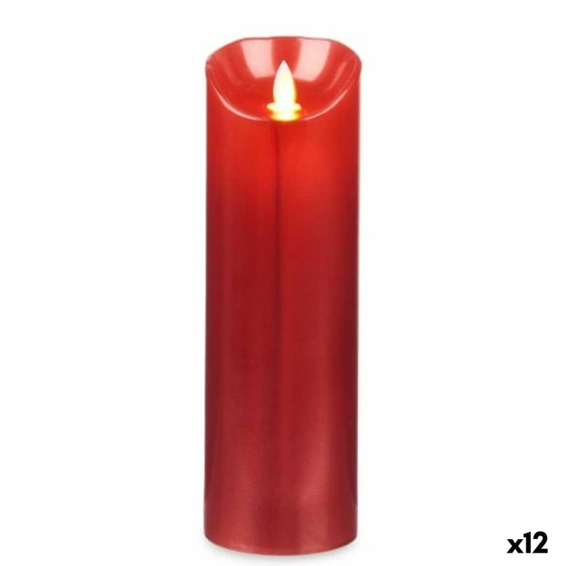 Bougie LED Acorde L-Y8025-YBH-R Rouge 8 x 8 x 25 cm (12 Unités)