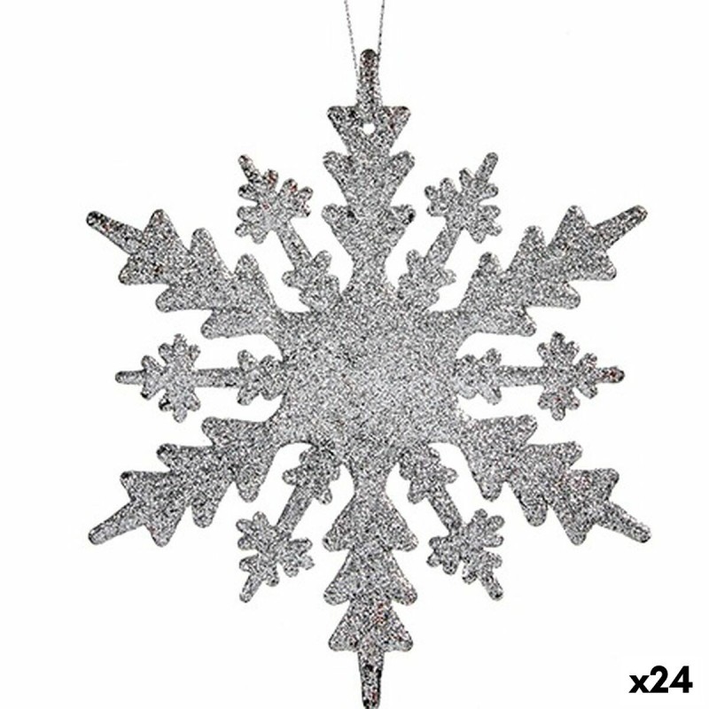 Décorations de Noël Flocons de neige Argenté Plastique Paillettes 15 x 15 x 0