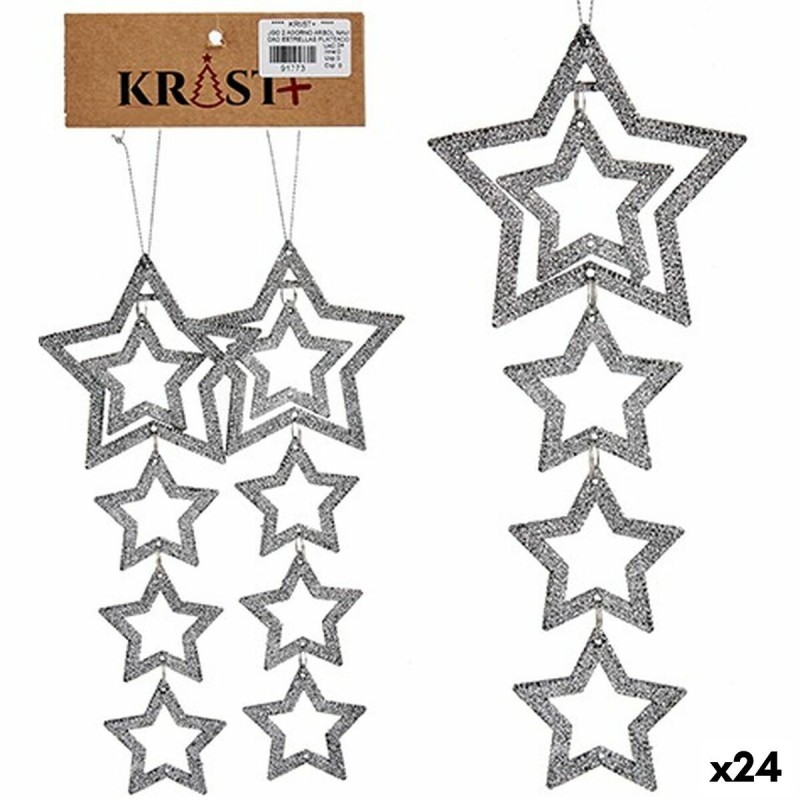 Ensemble Décorations de Noël Argenté Plastique Paillettes Étoile 19 x 0