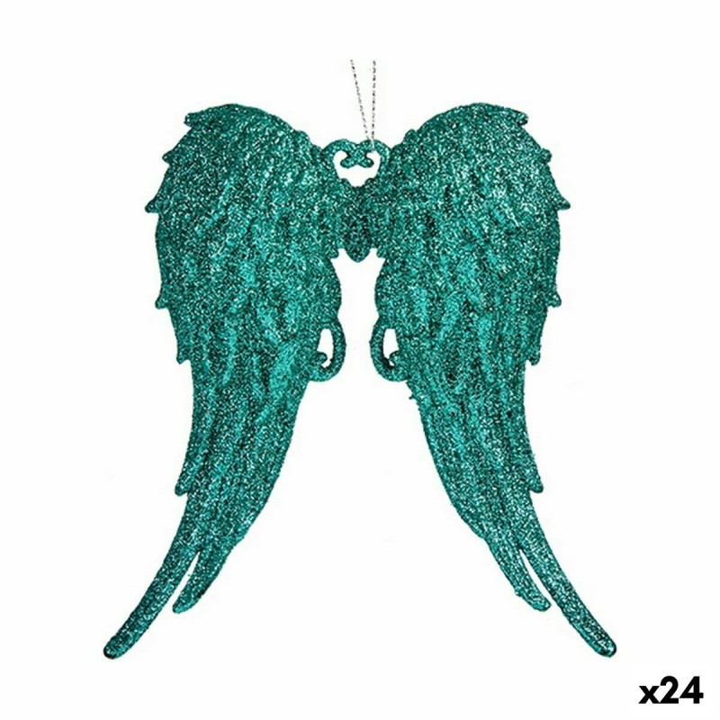 Décorations de Noël Ailes d'ange Vert Plastique Paillettes 13 x 14