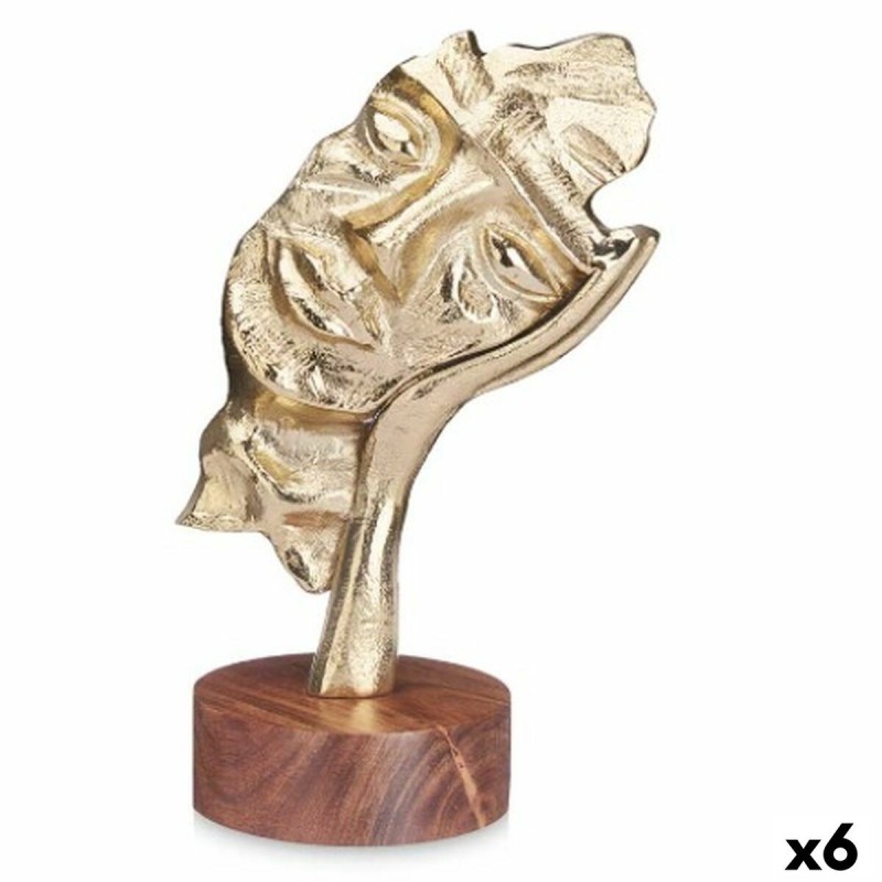 Figurine Décorative Visage Doré Bois Métal 16