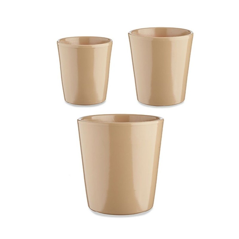 Set de pots Ibergarden CONICO-1019 Beige Argile Cónica Ø 14 cm Ø 22 cm Ø 17 cm 3 Pièces