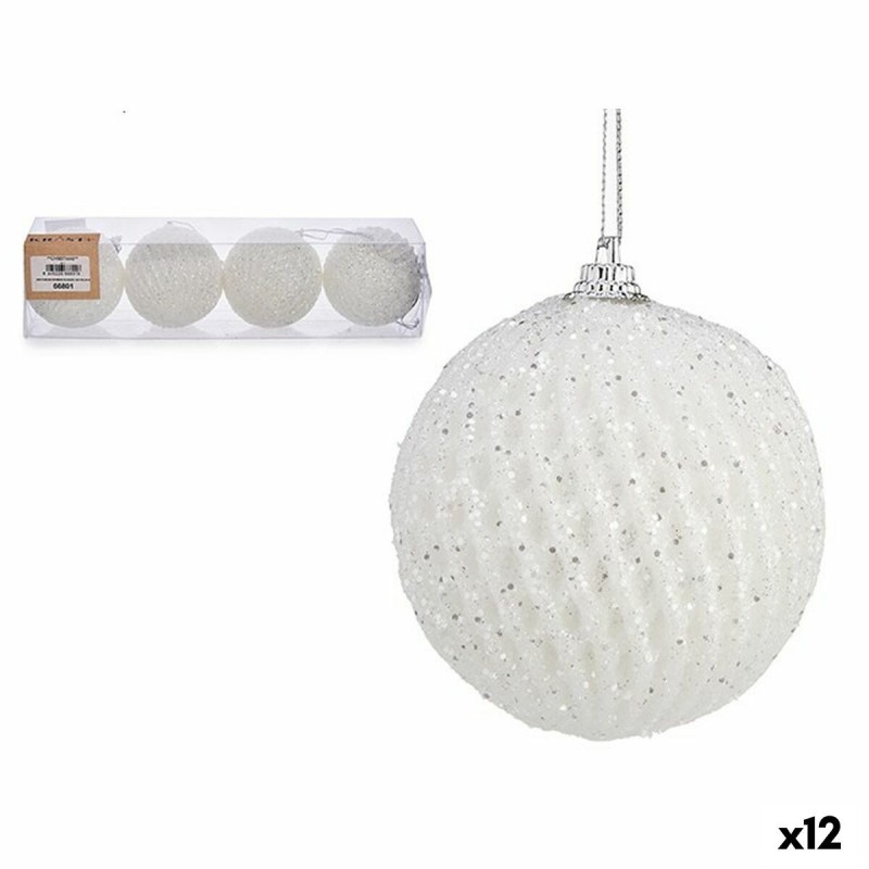 Lot de boules de Noël Blanc polystyrène (12 Unités)