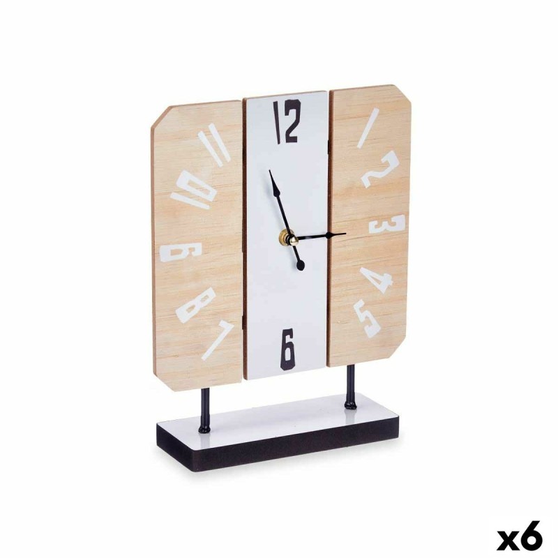 Horloge de table Blanc Métal Bois MDF 22 x 28 x 7 cm (6 Unités)