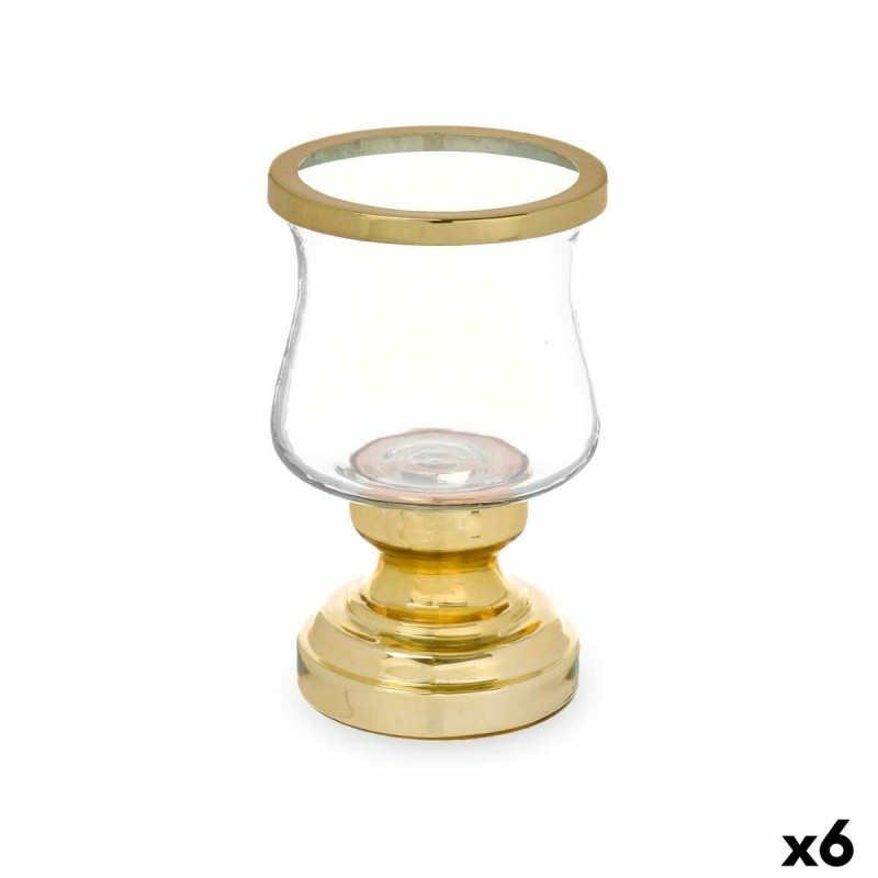 Bougeoir Verre Doré Acier 12 x 19