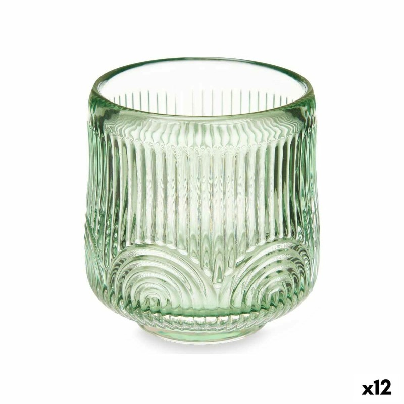 Bougeoir Rayures Vert Verre 7