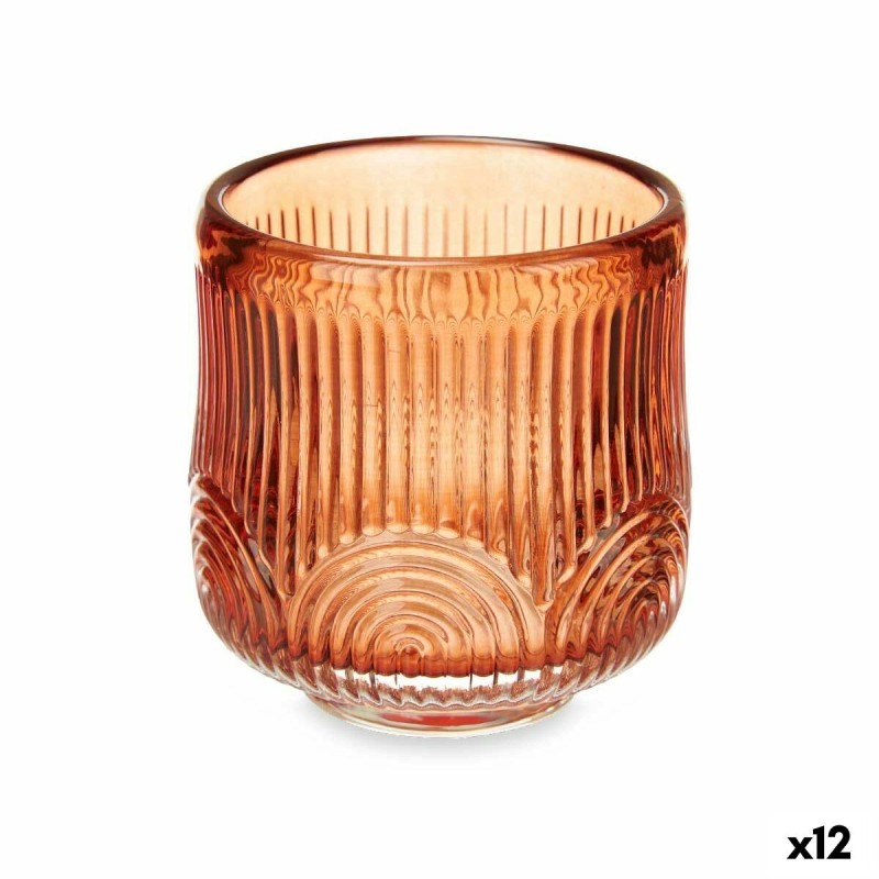 Bougeoir Rayures Orange Verre 7