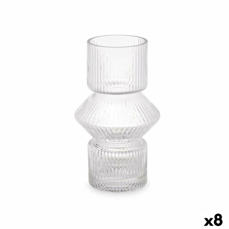 Vase Rayures Transparent Verre 9