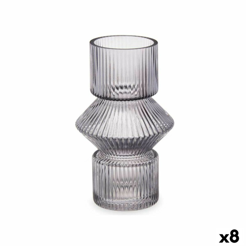 Vase Rayures Gris Verre 9