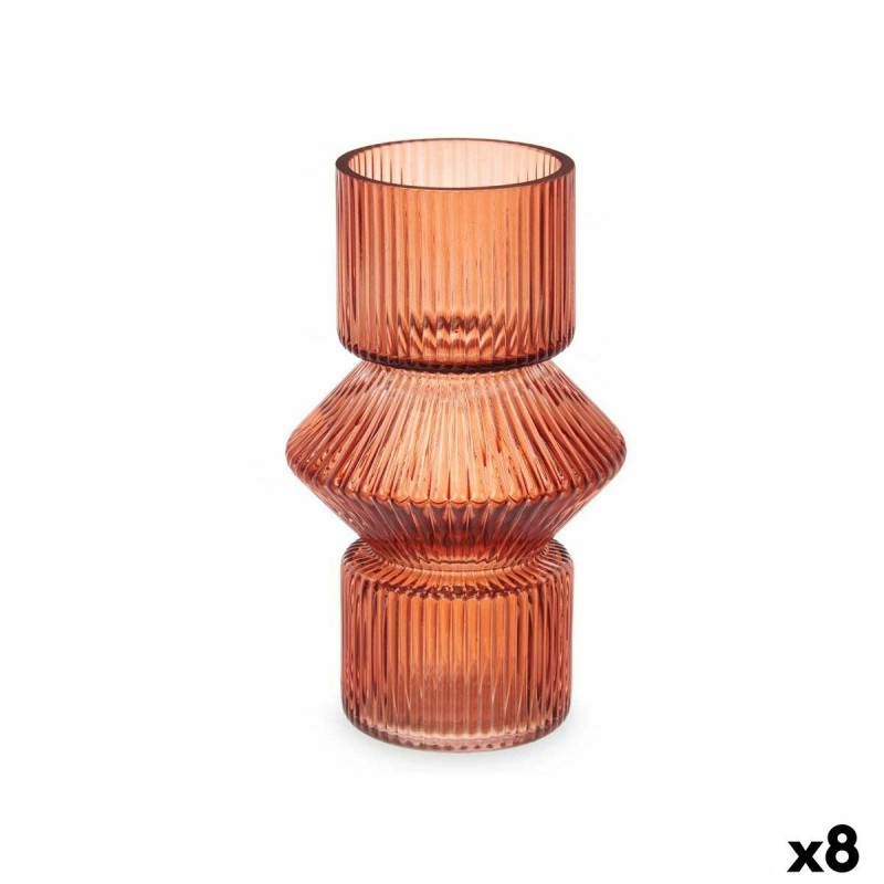 Vase Rayures Orange Verre 9