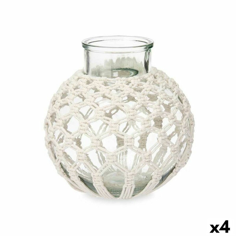 Vase Blanc Tissu verre 25 x 26