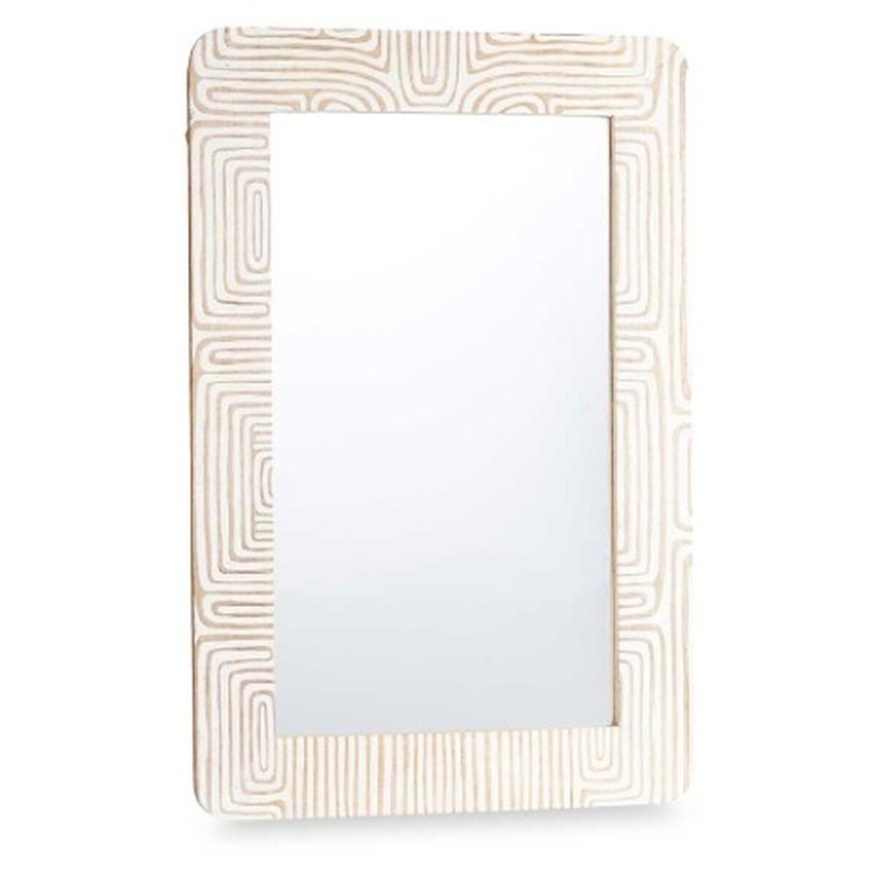 Miroir mural 37 Blanc Marron 90 x 60 x 2 cm Rectangulaire