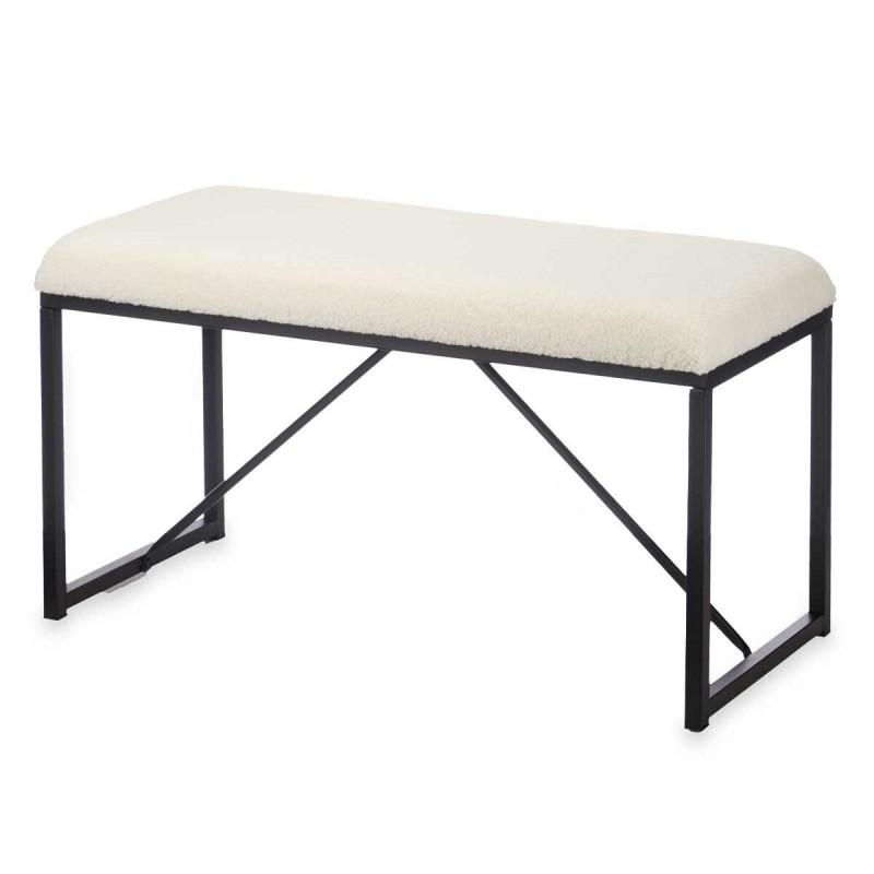 Banc Blanc Métal Tissu 81 x 42 x 38 cm