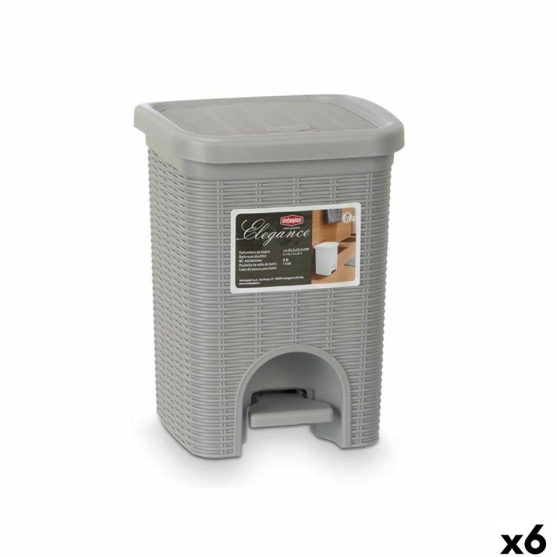 Corbeille à papier Stefanplast 30132 Gris clair Plastique 6 L (6 Unités)