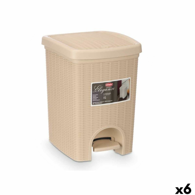 Corbeille à papier Stefanplast 30796 Beige Plastique 20 L (6 Unités)