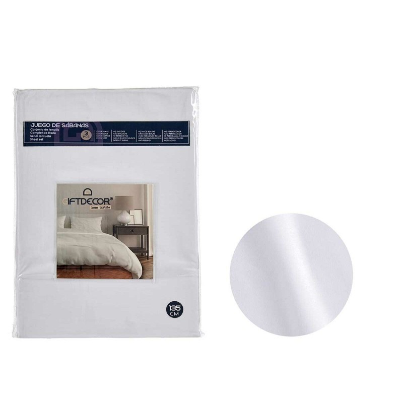 Jeu de draps Blanc Lit ½ persones 3 Pièces