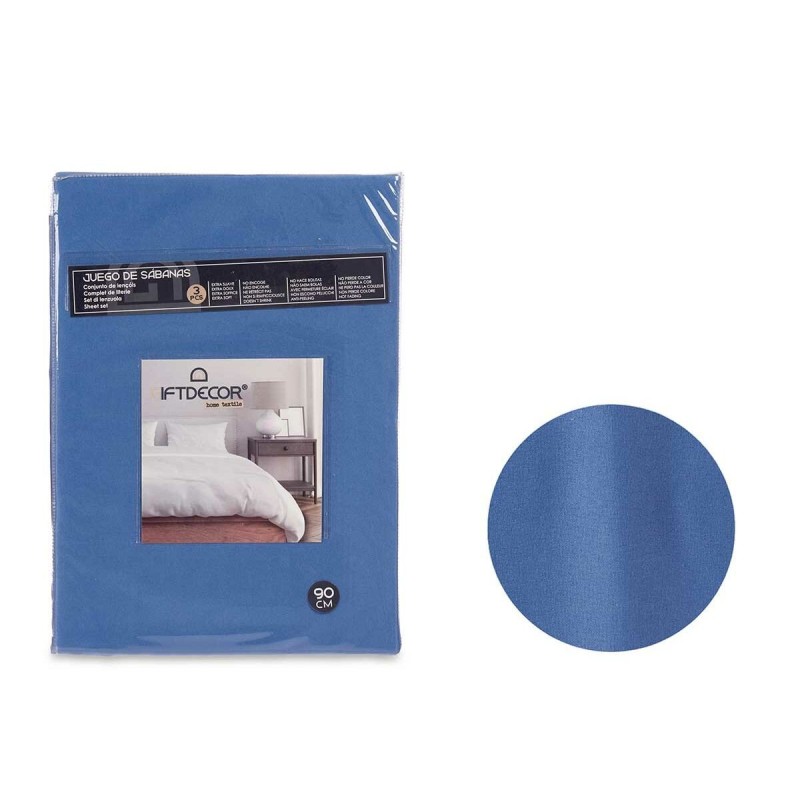 Jeu de draps Bleu Lit 1 persone 3 Pièces