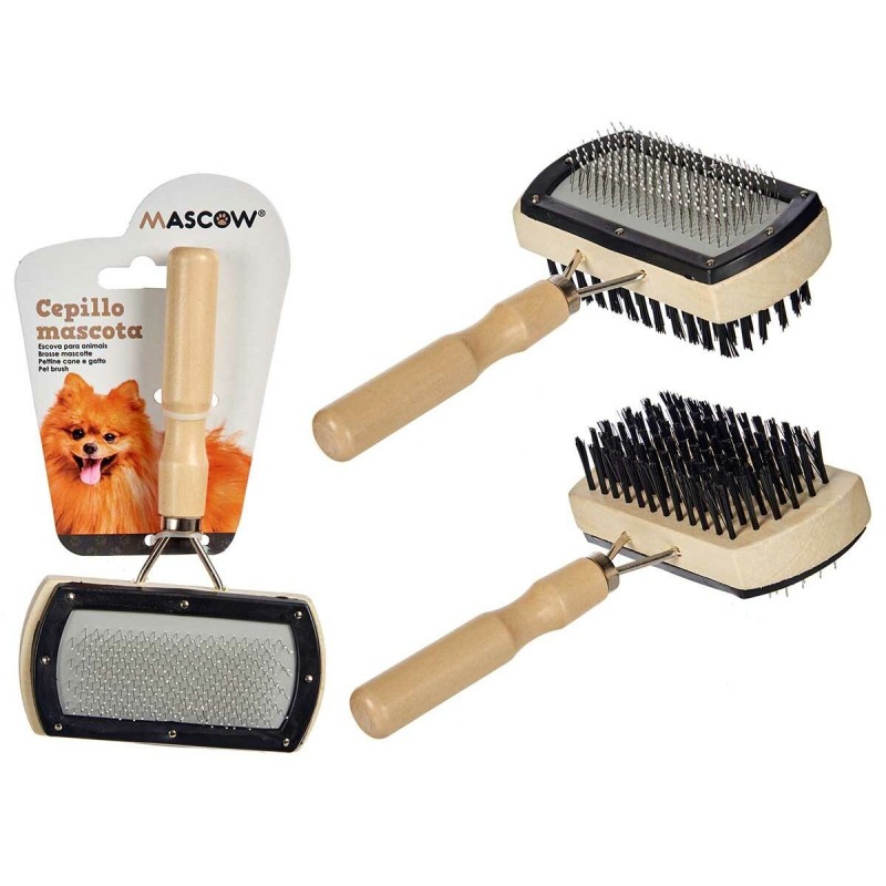 Brosse pour Chiens Marron Gris 10 x 17 x 5 cm Double (12 Unités)