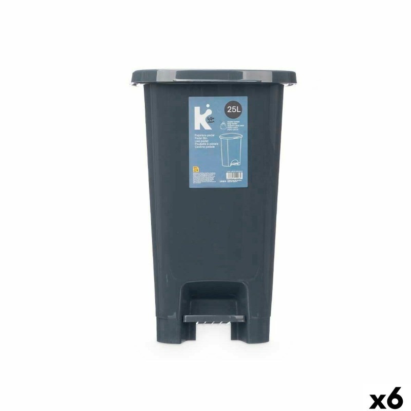 Poubelle à pédale ABK-142 Anthracite Plastique 25 L (6 Unités)