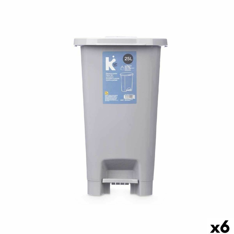 Poubelle à pédale ABK-142 1 Gris Plastique 25 L (6 Unités)