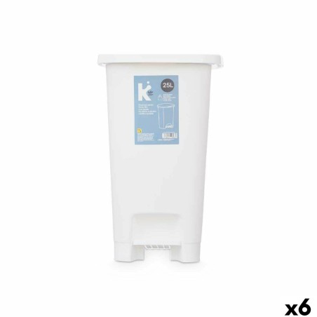 Poubelle à pédale ABK-142 2 Blanc Plastique 25 L (6 Unités)