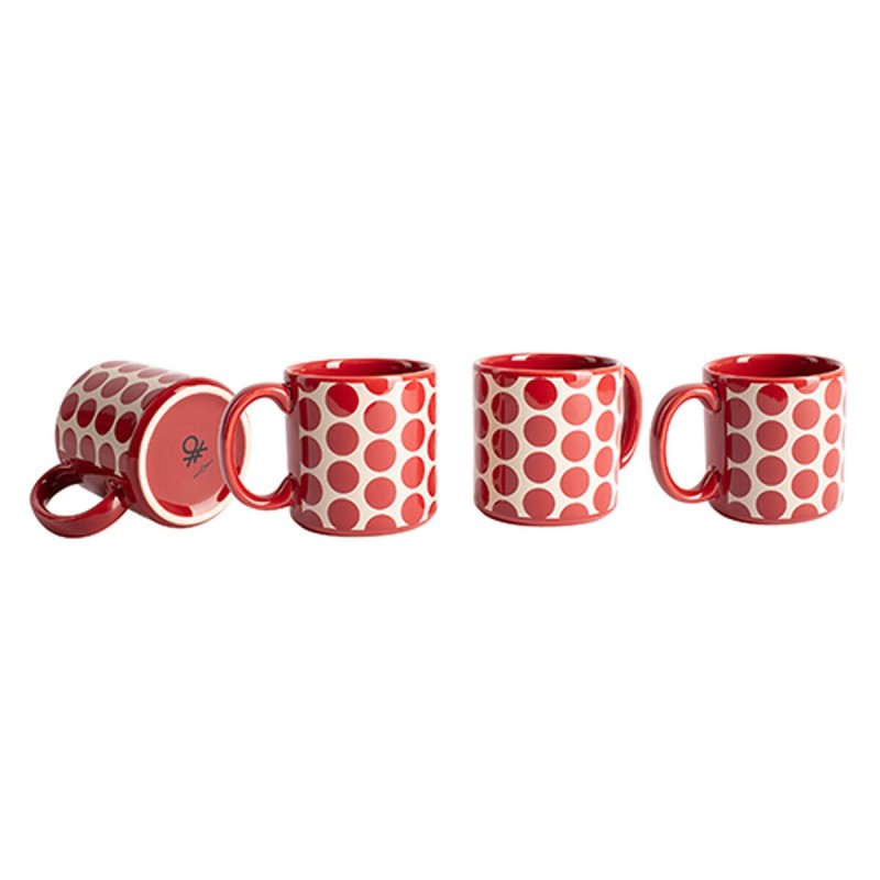 Lot de tasses Benetton Rouge Grès Taupes 4 Pièces