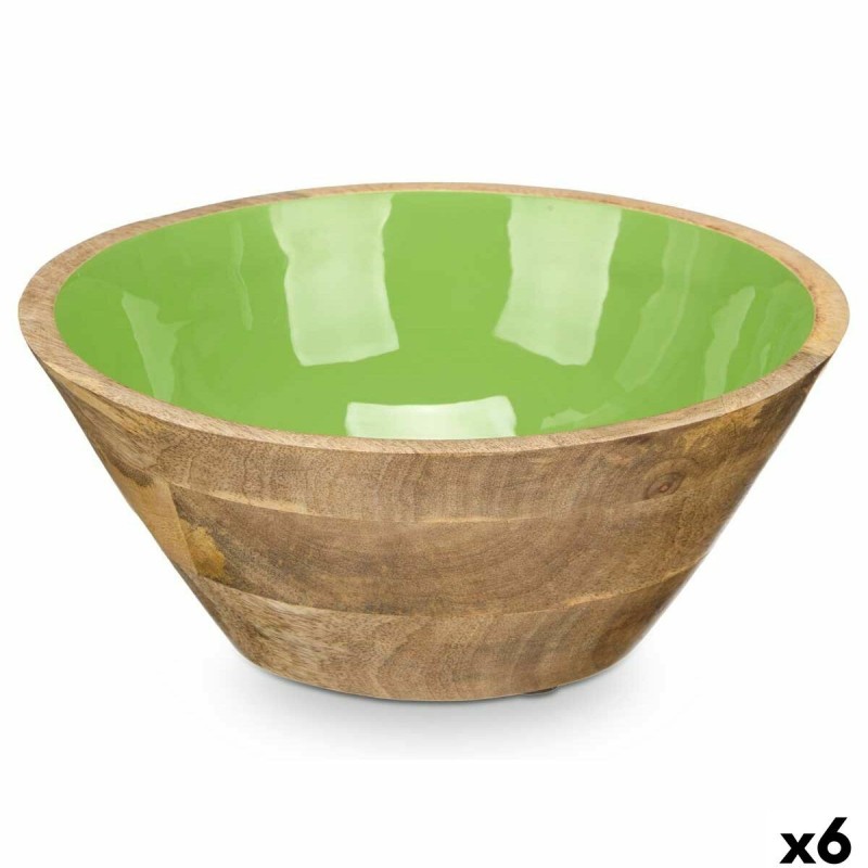 Bol GiftDecor MALI-701 G Vert Émail Bois de manguier 24