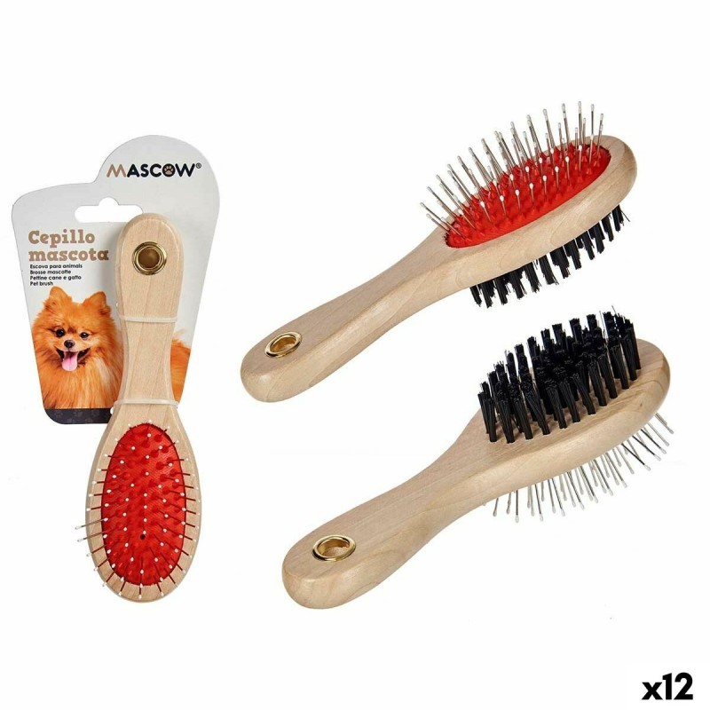 Brosse pour Chiens Mascow AR1807083 Marron Noir Rouge 9 x 5 x 21 cm (12 Unités)