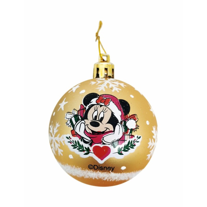 Boule de Noël Minnie Mouse Lucky Doré 10 Unités Plastique (Ø 6 cm)