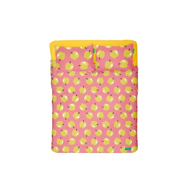 Jeu de draps Benetton Jaune Rose Standard Pomme 4 Pièces