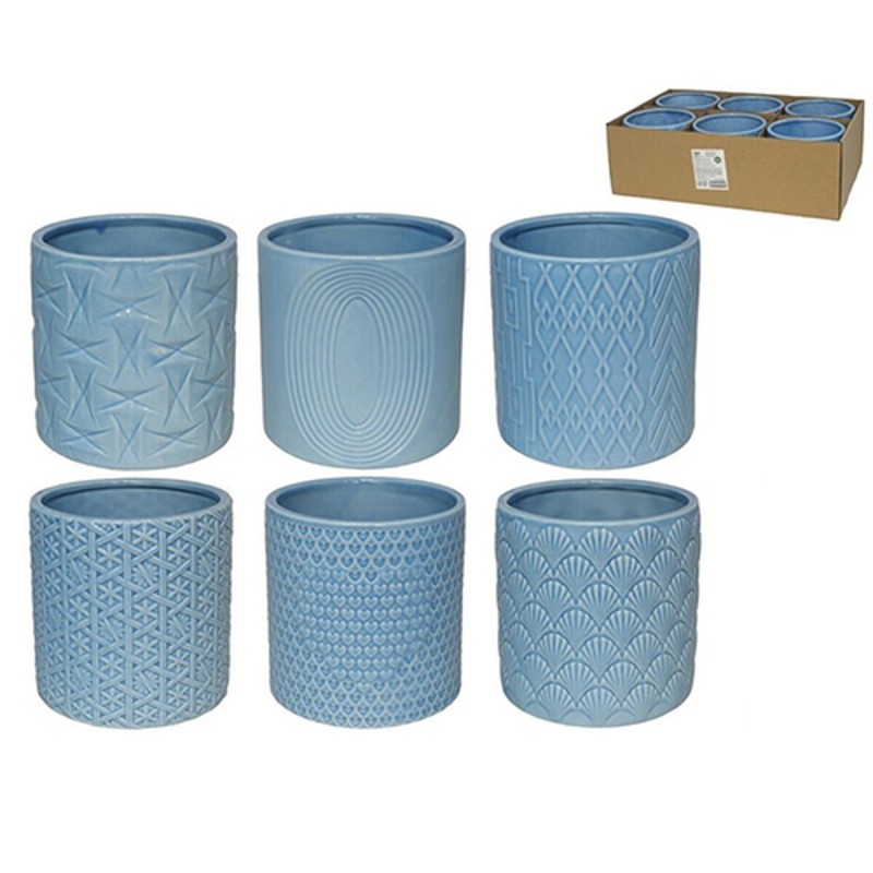 Set de pots de fleurs Gerimport Deco Bleu Céramique 13